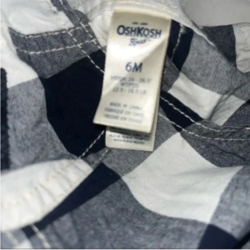 Kid's Oshkosh B'Gosh Navy Blue & White Plaid Overalls